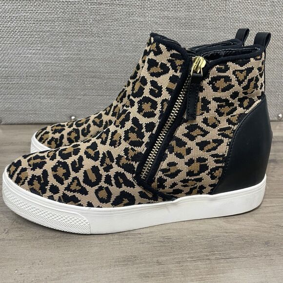 STEVE MADDEN Hidden Wedge Womens 9.5M Loxley Ankle Bootie Animal Print Casual - Picture 4 of 9